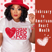 I Wear RED for Heart Disease Awareness (Red print)